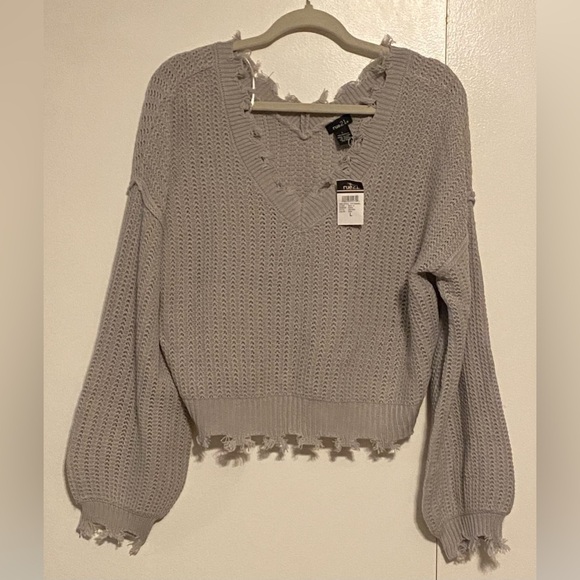 NEW! Rue21 Tattered Grey Sweater, L - Picture 1 of 5